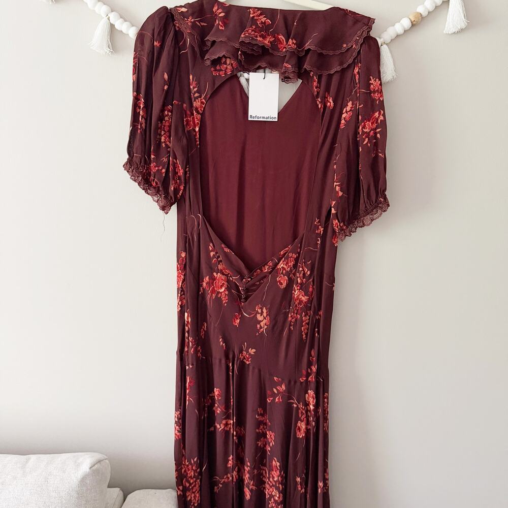 NWOT Reformation Evra Lace Georgette Midi Dress Size 12 - Picture 4 of 6